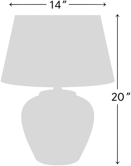 Nourison Home 20" Sand (Light Beige) Ceramic Pot Table Lamp for Bedroom, Living Room, Console, Entryway