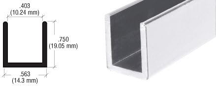 Brixwell SDCD38BA-R2 Brite Anodized 3/8" Fixed Panel Shower Door Deep U-Channel