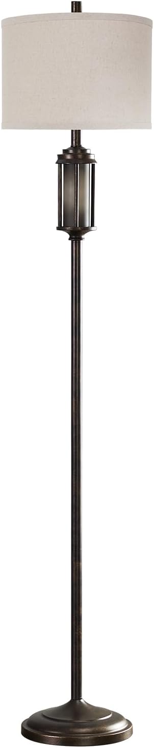 65'' Farmhouse Floor Lamp for Living Room with 2 Light Sources, Vintage Tall Standing Lamp with Frosted Acrylic Nightlight, Rustic Floor Light for Bedroom Office Corner, Bulbs Included