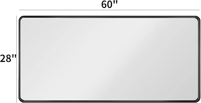 LOAAO 60X28 Inch Black Metal Framed Bathroom Mirror