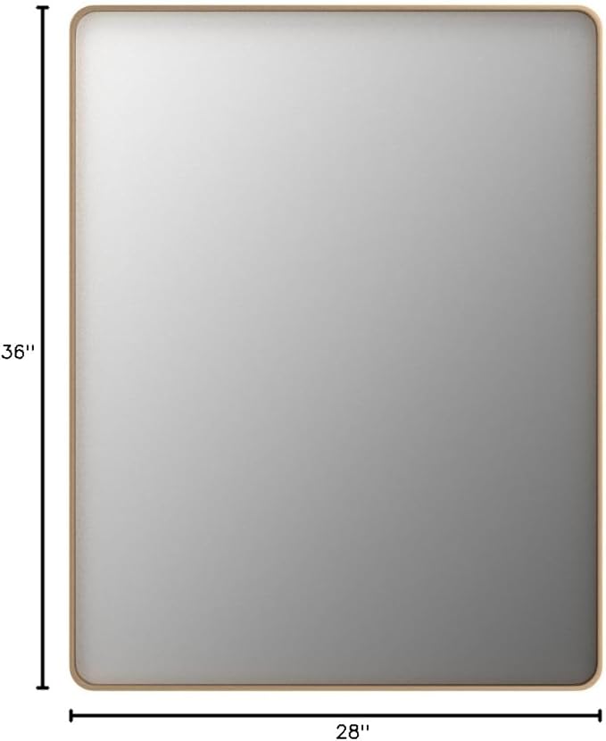 LOAAO 28”X36” Gold Bathroom Mirror, Rounded Rectangle Gold Frame Mirror