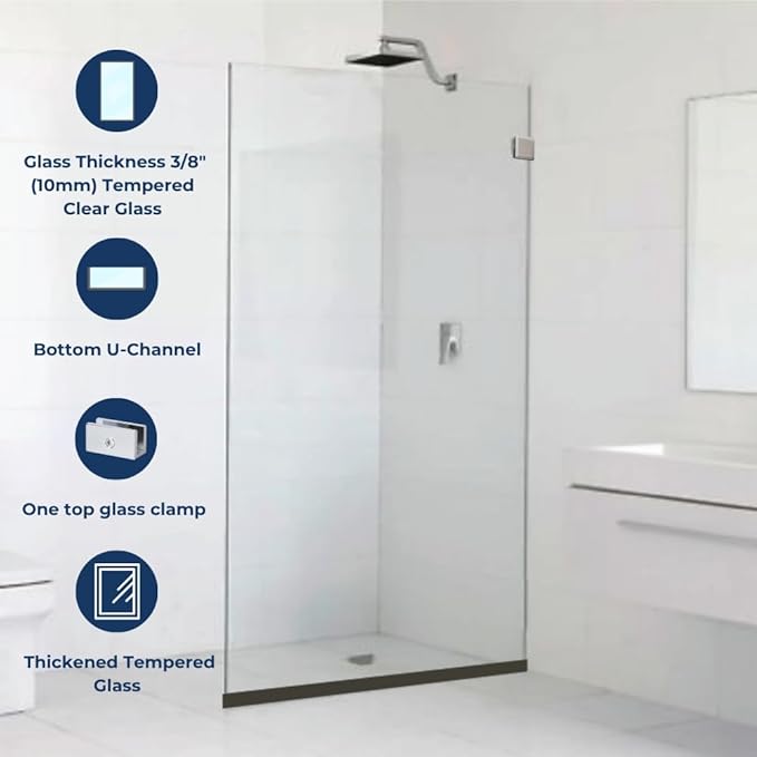 Custom Cut to Size 3/8" Shower Glass Panel