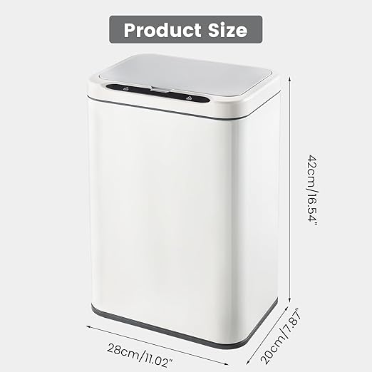 ELPHECO Stainless Steel Office Trash Can Motion Sensor Garbage Can Touchless