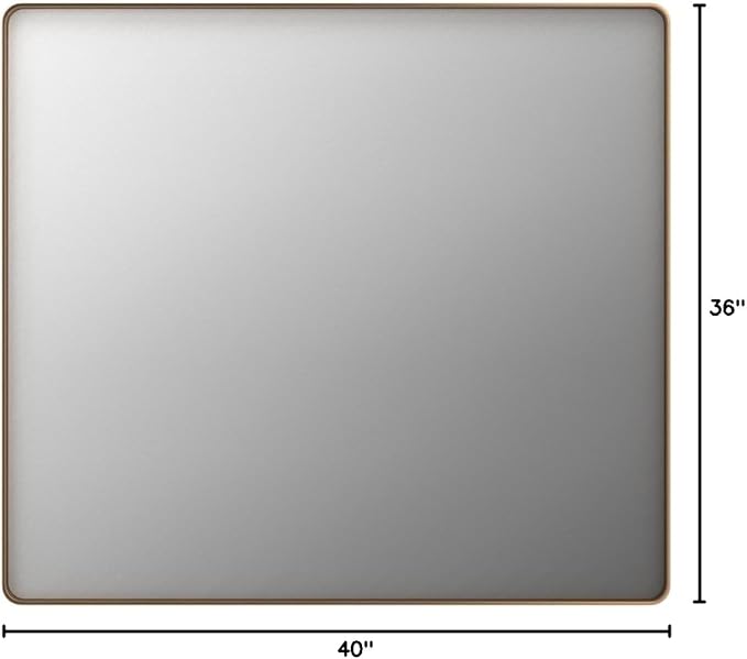 LOAAO 40”X36” Gold Bathroom Mirror, Rounded Rectangle Gold Frame Mirror