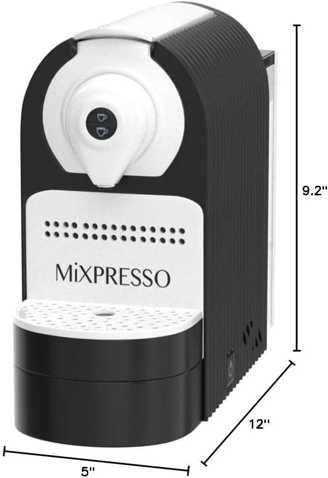 Mixpresso Black Espresso Coffee Machine – Compact 1400W Single Serve Coffee