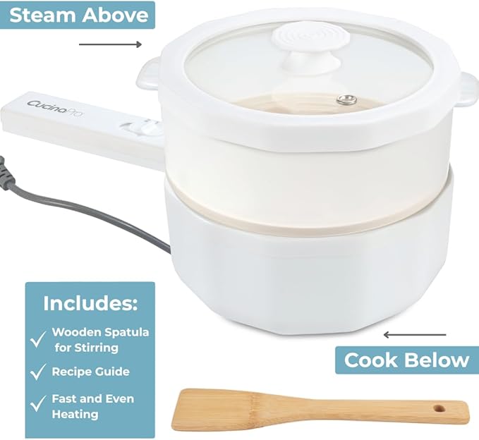 3-In-1 Electric Hot Pot w Dumpling Steamer & Rice Cooker