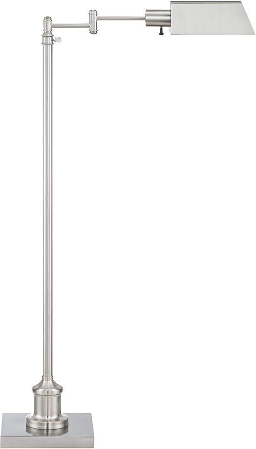 Regency Hill Jenson Traditional Farmhouse Adjustable Pharmacy Light Floor Lamp Swing Arm Standing Base 54" Tall Brushed Nickel Silver Metal for Living Room Reading House Bedroom Home Office