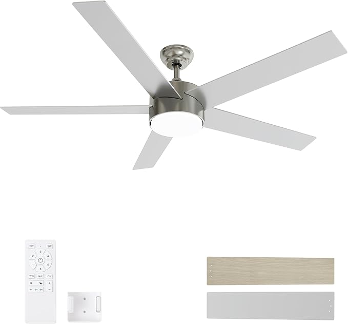 POCHFAN 60 Inch Brushed Nickel Ceiling Fans