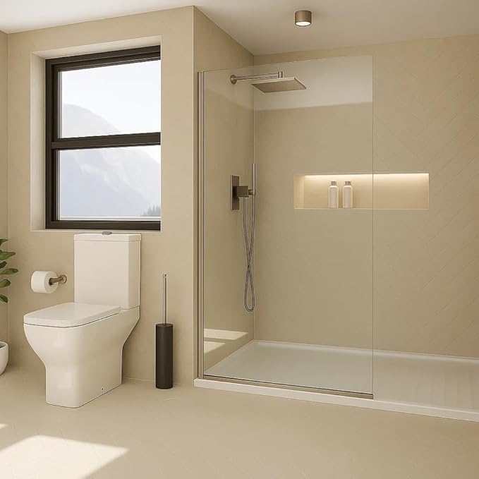 Fixed Glass Shower Wall Panel, 10mm Thick Glass Door 36" x 76", Frameless