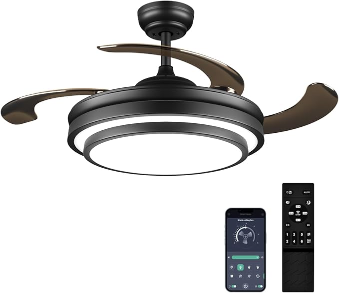 42 Inch Black Modern Ceiling Fan