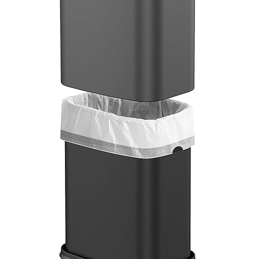 2.6 Gal Black Bathroom Trash Can, Metal Waste Baskets