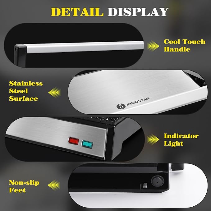 Aigostar Panini Press, 1200W Sandwich Maker and Electric Indoor Grill