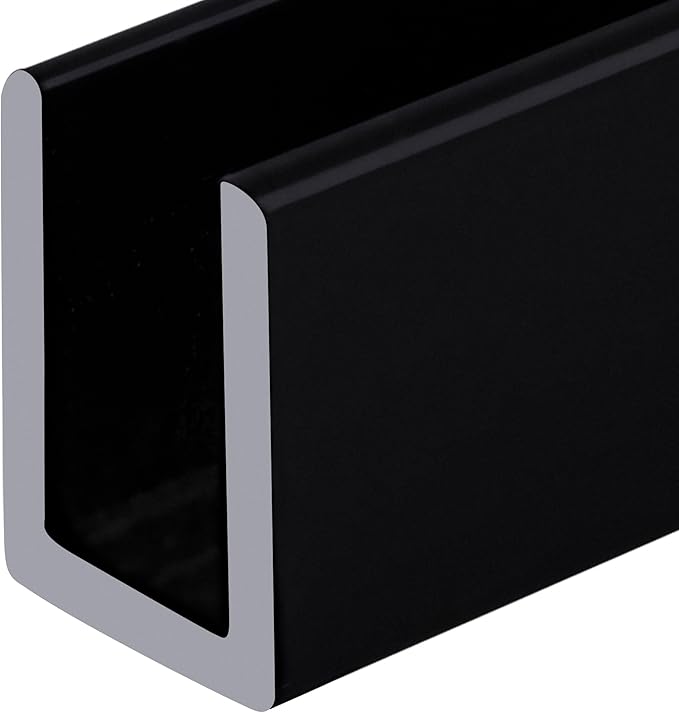 Brixwell SDCD38BL-CCP72 Black 3/8" Fixed Panel Shower Door Deep U-Channel