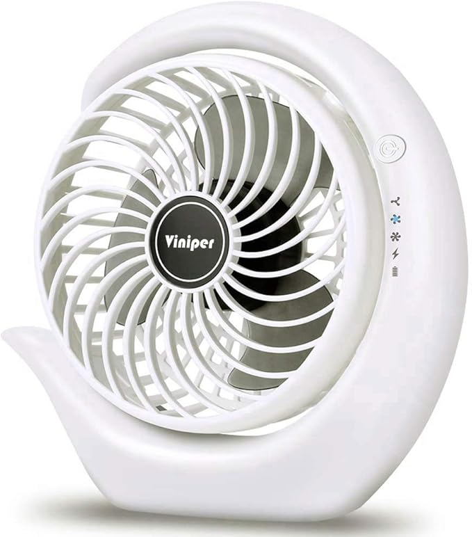 Viniper Portable Rechargeable Fan, Small Desk Fan : 3 Speeds & about 8-24 Hours