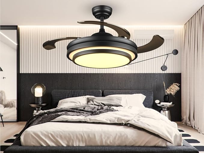 42 Inch Black Modern Ceiling Fan