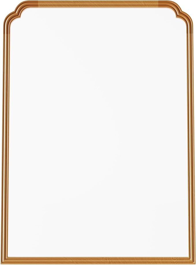30" x 40" Wood Bathroom Mirror for Over Sink, Rustic Rounded Corner Vanity
