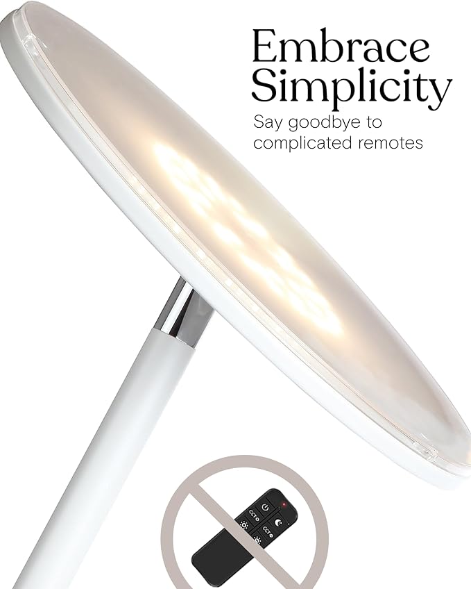 Brightech Sky LED Torchiere Super Bright Floor Lamp - Contemporary, High Lumen Light for Living Rooms and Offices - Dimmable, Indoor Pole Uplight for Bedroom Reading - White