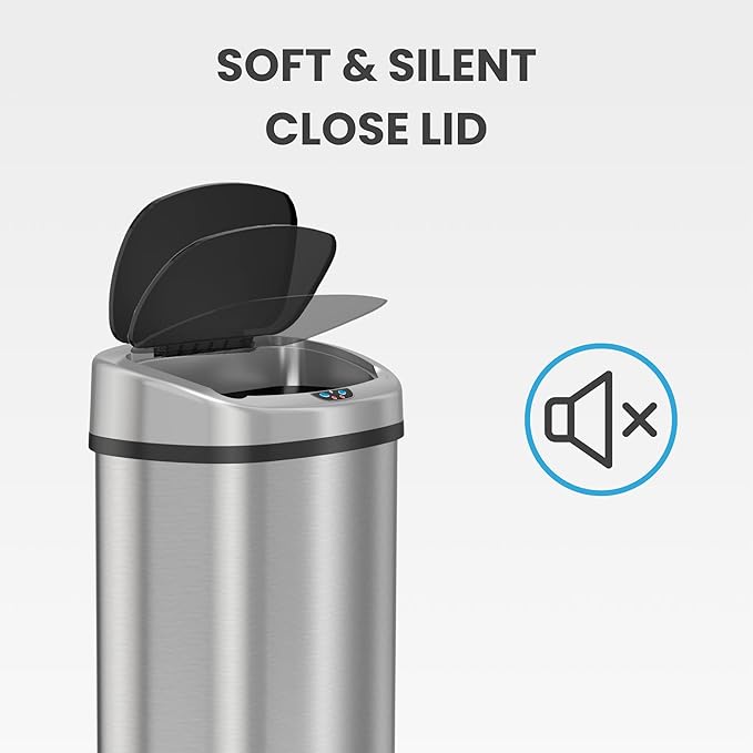 iTouchless 50 Liter / 13 Gallon Stainless Steel Kitchen Trash Can