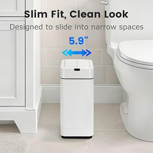 Sensor Trash Can with Butterfly Lid 2.6 Gallon Rectangular Automatic Garbage Can