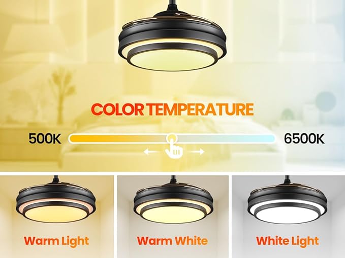 LIGHTIMES 36 Inche Modern Black Ceiling Fan