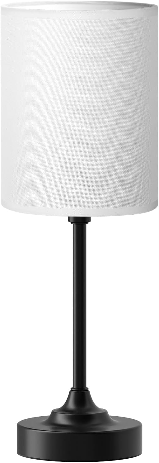 Fenmzee Touch Nightstand Bedroom Lamp - 3 Way Dimmable Bedside Lamp, Small Table Lamp Linen Lampshade for Office Desk, LED Bulb Included