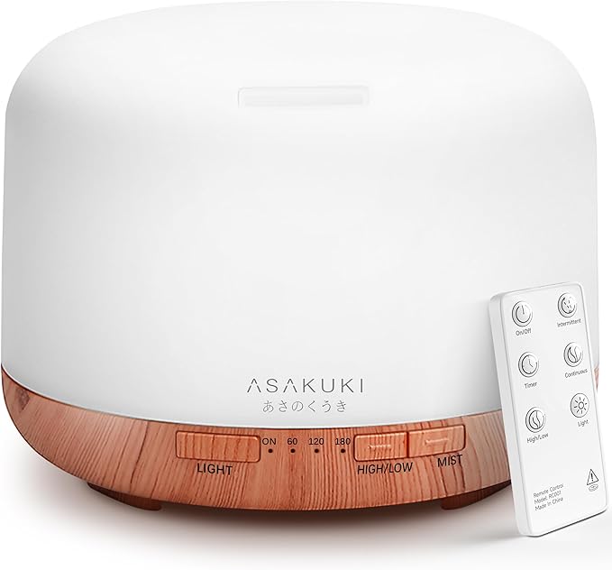 ASAKUKI Essential Oil Diffuser 500ml, Ultrasonic Aromatherapy Humidifier