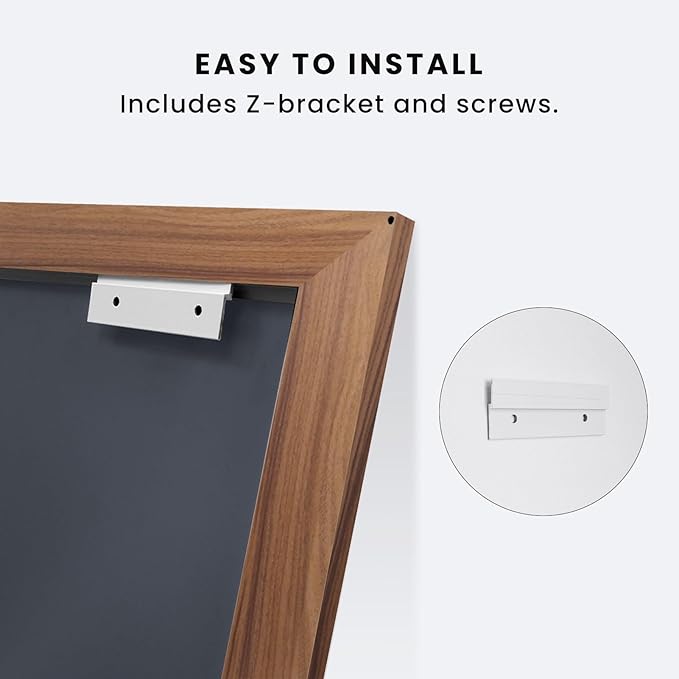 Amorho Bathroom Mirror for Wall, 60X40 Inch Walnut Wood Grain Metal Framed