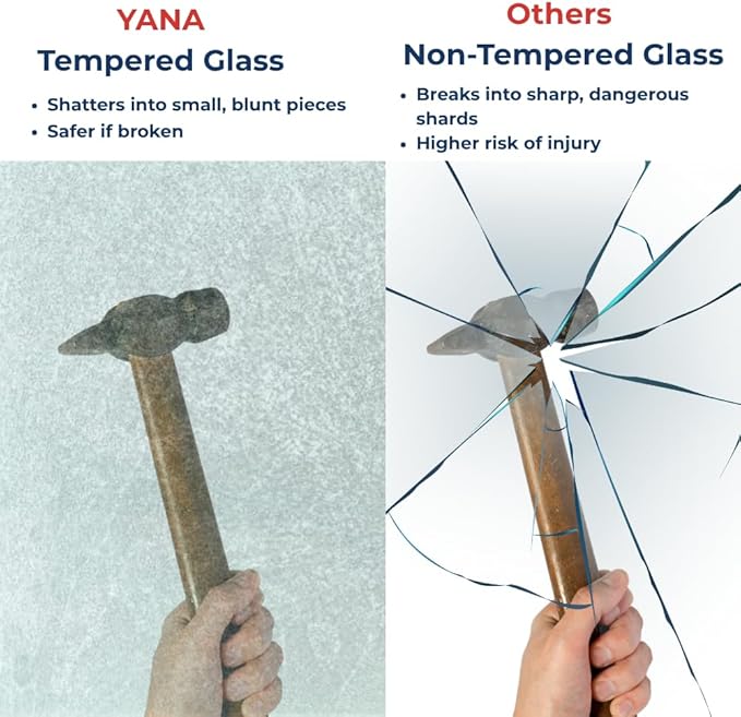 Yana Frameless Shower Door Screen, Fixed Shower Door Panels 3/8" Thick Tempered