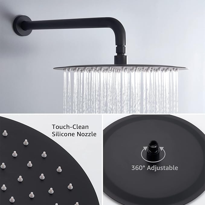 Iriber Matte black Shower System Wall Mounted Shower Faucet Mixer Set