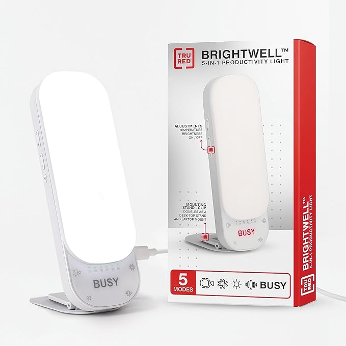 TRU RED Staples Brightwell 5-in-1 Productivity LED Desk Light, White (TR62804)