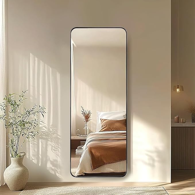 ANDY STAR 18" x 48" Full Length Wall Mirror, Large Polished Chrome Mirror