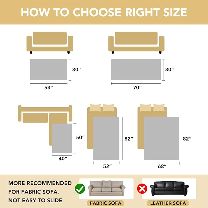 H.VERSAILTEX Non Slip Pet Couch Cover Chenille Dog Bed Protector Thick Soft Sofa Slipcover Pet Friendly Washable Couch Cushion Covers for Pets (30" x 53", Caramel)