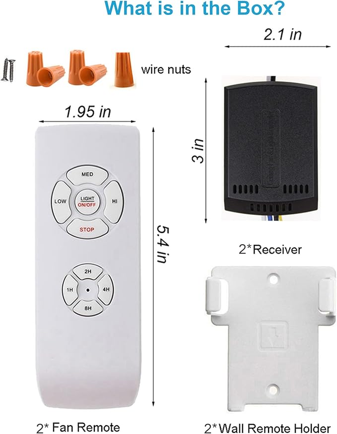 LPHUMEX 2 Pack Universal Ceiling Fan Remote Control Kits, Small Size Receiver