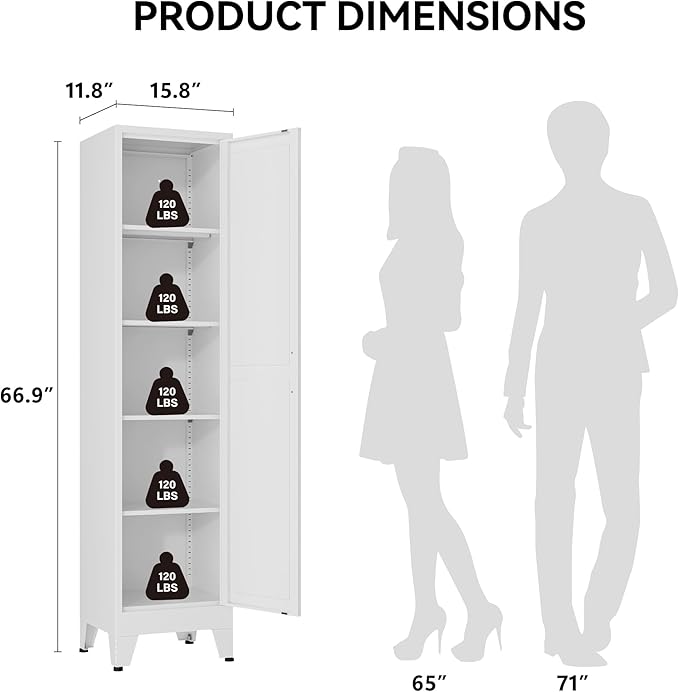 COFaR 67" Tall Pantry Cabinet, Slim Freestanding Cupboard
