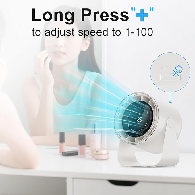 DURBESTER Small Desk Fan, 28dB Ultra-Quiet Desktop Air Circulator