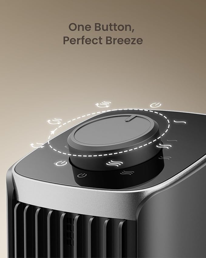 PNTCK Fan for Bedroom, 3 Speeds Max 23ft/s, 70° Oscillating Desk Fan, Bladeless