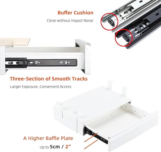 Under Desk Drawer 18", Pull-out Storage Organizer