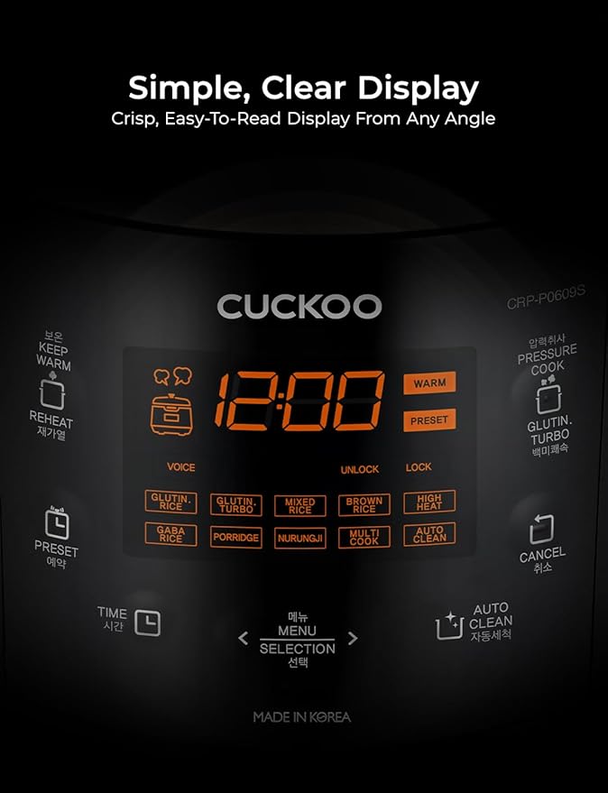 CUCKOO High Pressure Rice Cooker 6-Cup Uncooked / 12-Cup Cooked