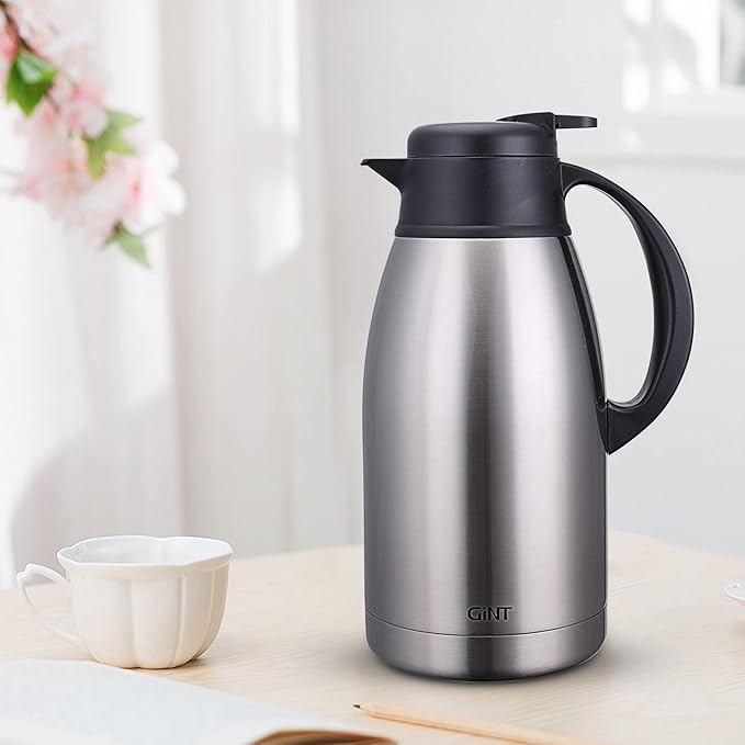 GiNT Stainless Steel Thermal Coffee Carafe, Double Walled Vacuum Water and