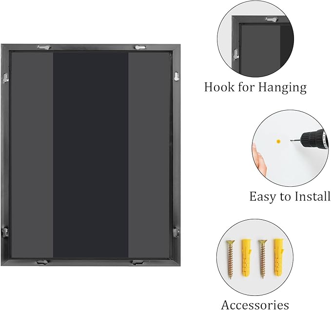 Koonmi 20x30 Inch Black Metal Framed Bathroom Mirror
