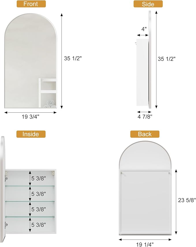 Arched Medicine Cabinets with Mirror, Medicine Cabinet