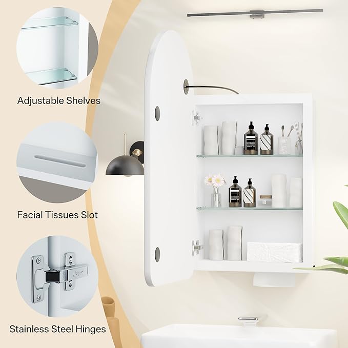 LED Arched Bathroom Medicine Cabinet