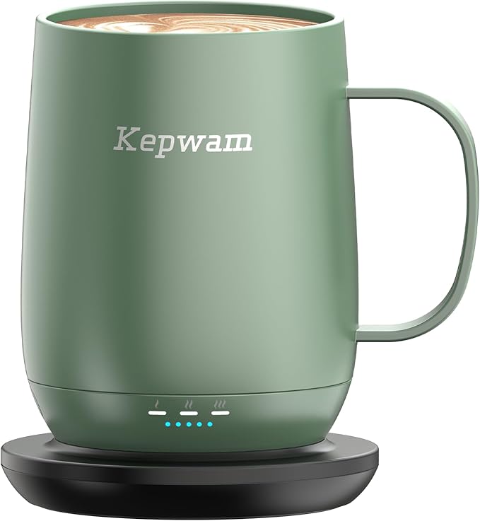 Kepwam Self Heating Coffee Mug T2, 16oz Smart Heated Coffee Mug, 150 Min
