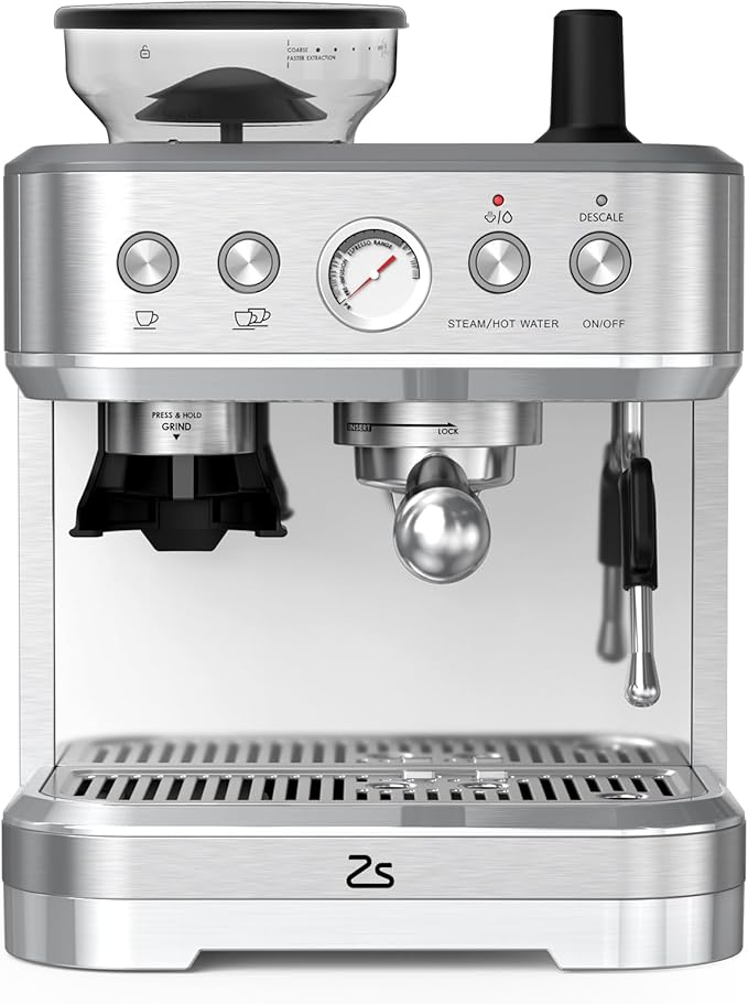 IDEALHOUSE Espresso Machine 3-in-1, Built-in Grinder and Milk Frother,