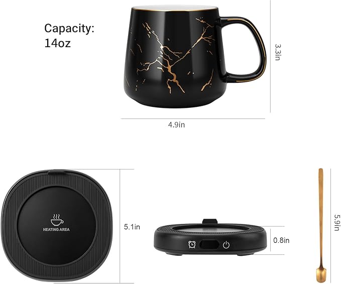 Coffee Mug Warmer & Luxury Marbling Mug Set, Electric Cup Warmer