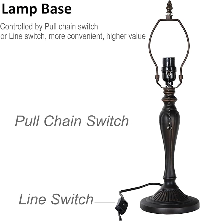 TL0015 Blue Baroque Tiffany Table Lamp Stained Glass Reading Desk Light 12 X 20 Inches for Bedroom Living Room, Handcrafted Artwork for Home Office, LED Bulb Included (Blue Baroque)