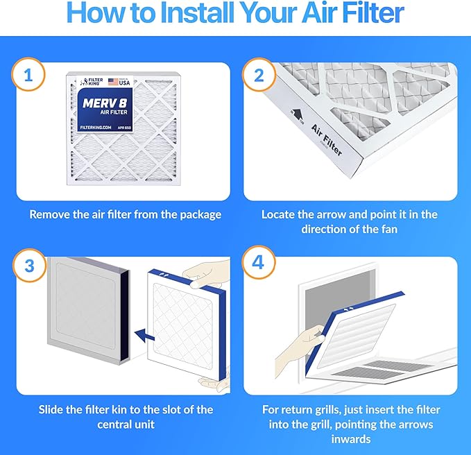 Filter King 38x58.5x1 Air Filter | 4-PACK | MERV 8 HVAC Pleated A/C Furnace