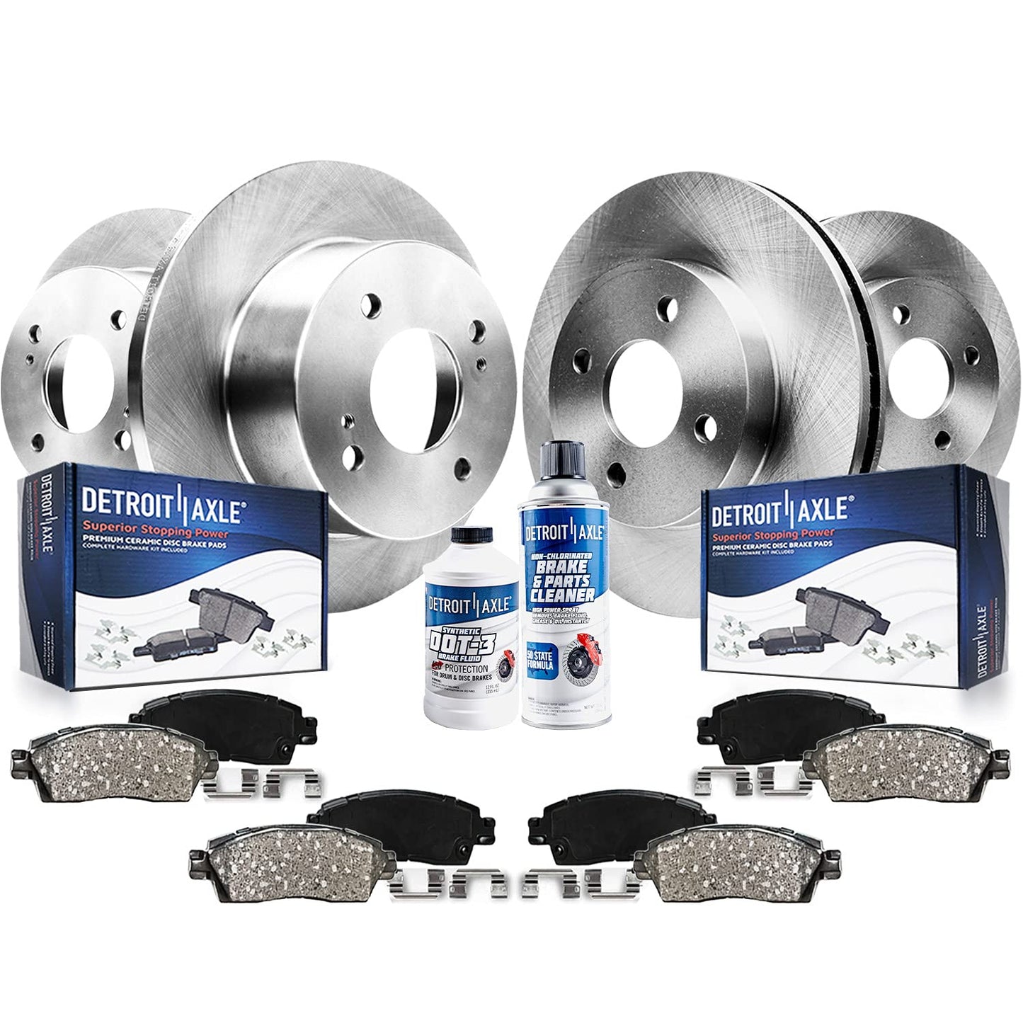 Detroit Axle - Brake Kit for 2012 2013 2014 2015 2016 2017 Hyundai Accent Kia Rio Brake Rotors Ceramic Brakes Pads Replacement: