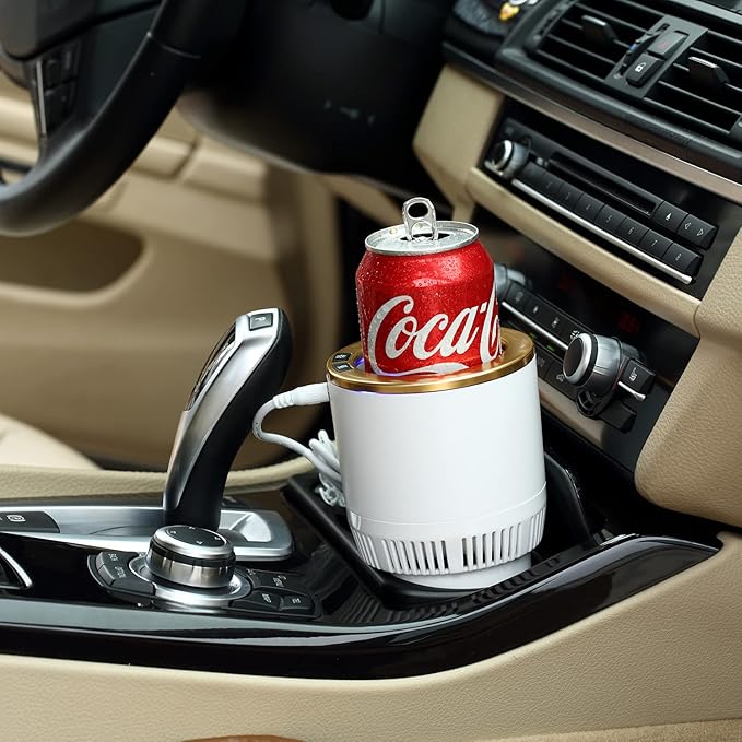 Car Cup Holder with Drink Cooler Smart Mug Warmer 2-in-1 Car Tumbler Holder