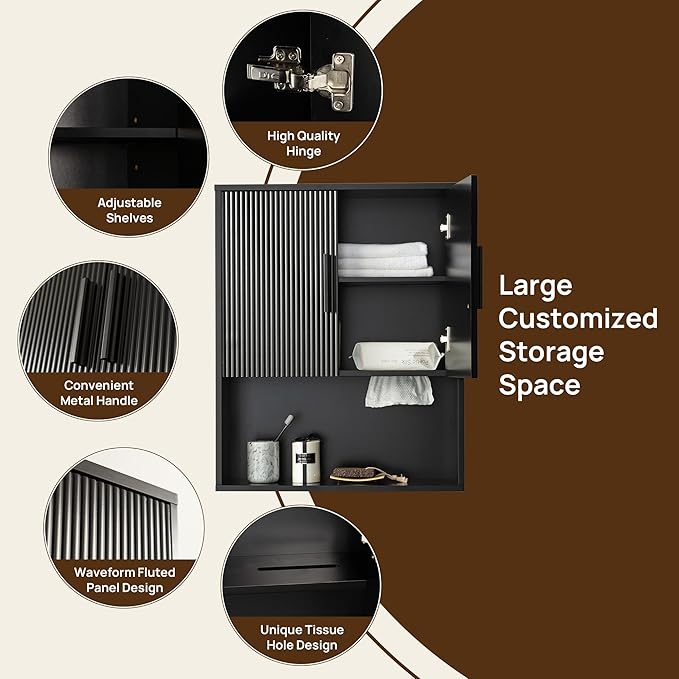 Modern Fluted Bathroom Wall Cabinet